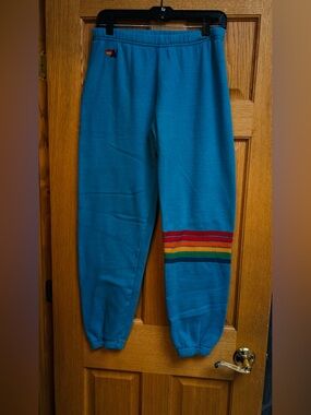 Aviator Nation Retro Blue Six Striped Sweatpants. Size Large!